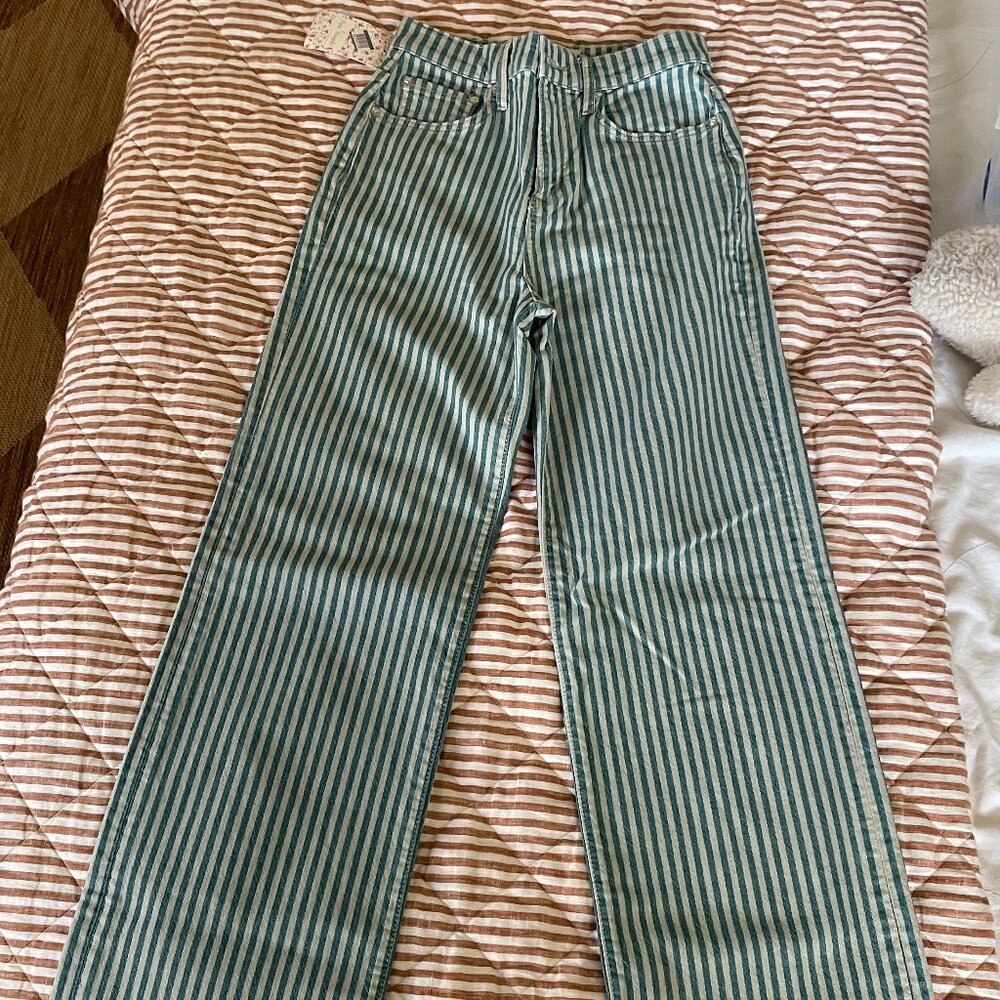 Free People striped wide-leg jeans